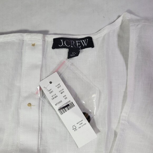 J.Crew Women White Mindy Saffron Linen Button-Back Lightweight Tank Top Size S - Picture 2 of 6